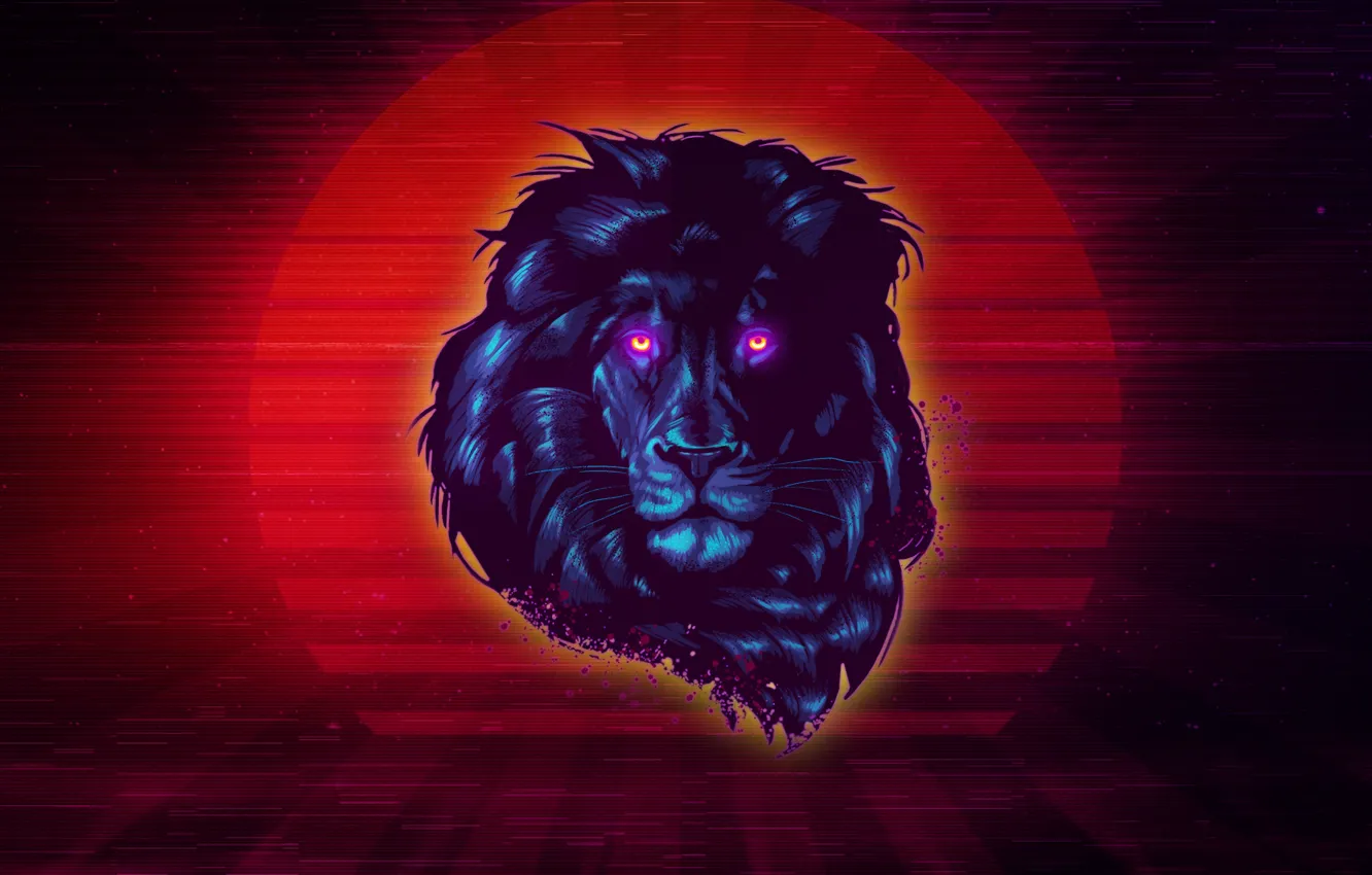 Фото обои Музыка, Лев, Фон, Арт, 80s, Neon, Animals, James White