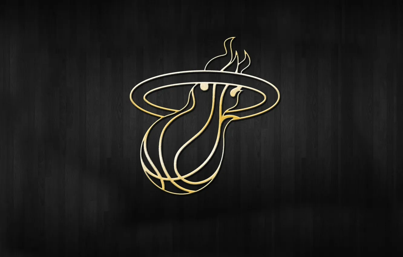 Фото обои Фон, Логотип, Золото, NBA, Miami Heat