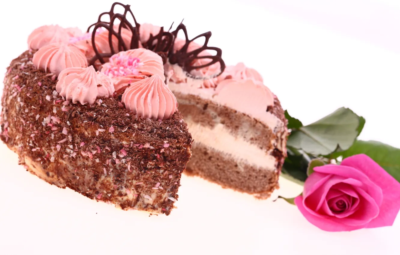 Фото обои цветок, роза, торт, крем, десерт