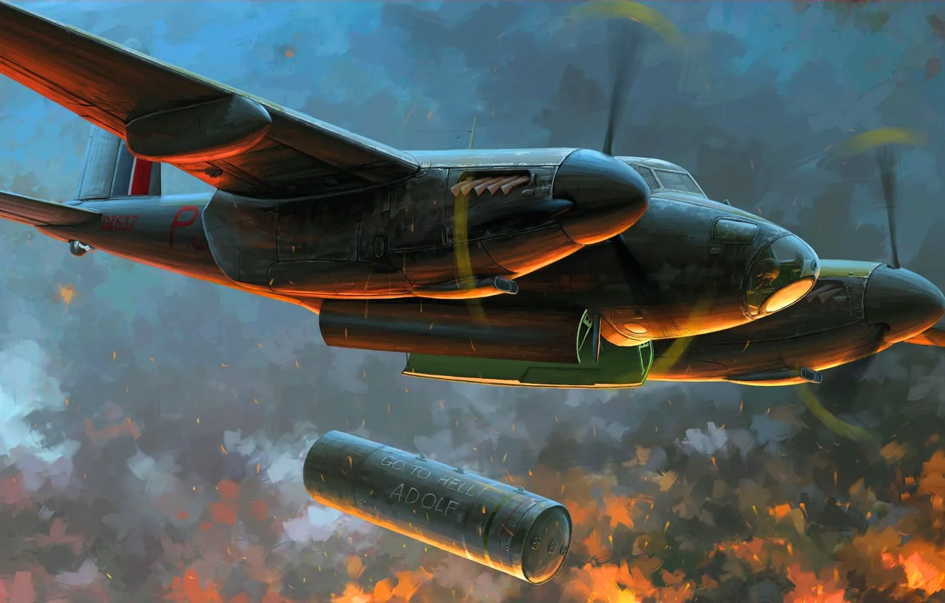 Фото обои бомба, Многоцелевой, RAF, WW2, Британский, De Havilland, Mosquito, "Блокбастер"