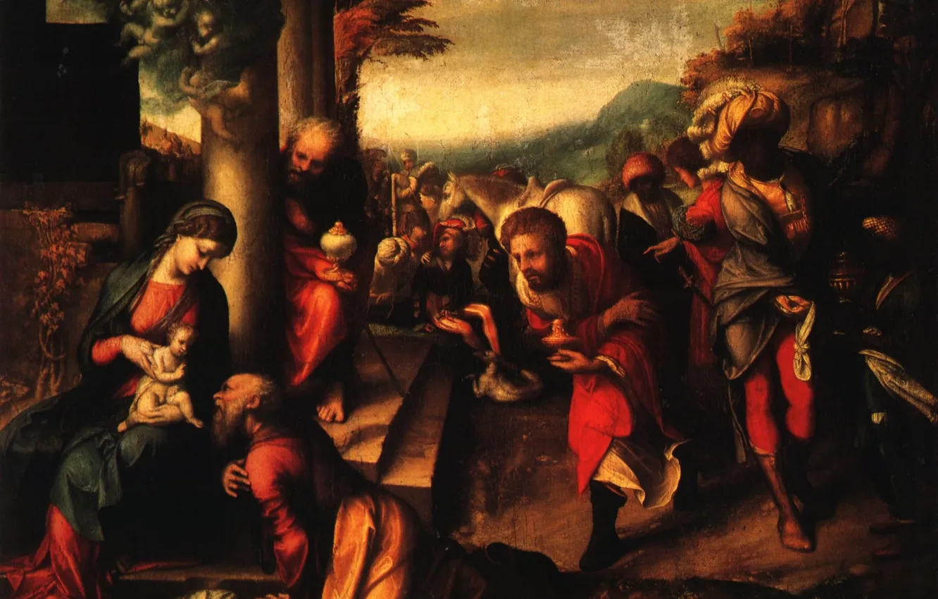 Фото обои Ренессанс, italia, The Adoration of the Magi 1516, Антонио Аллегри Корреджо