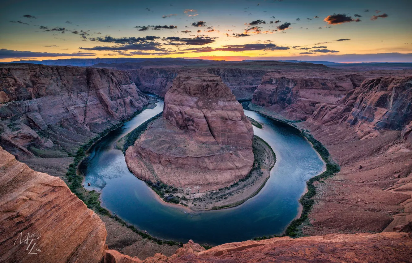 Фото обои пейзаж, река, высота, каньон, Arizona, Horseshoe Bend in Paige