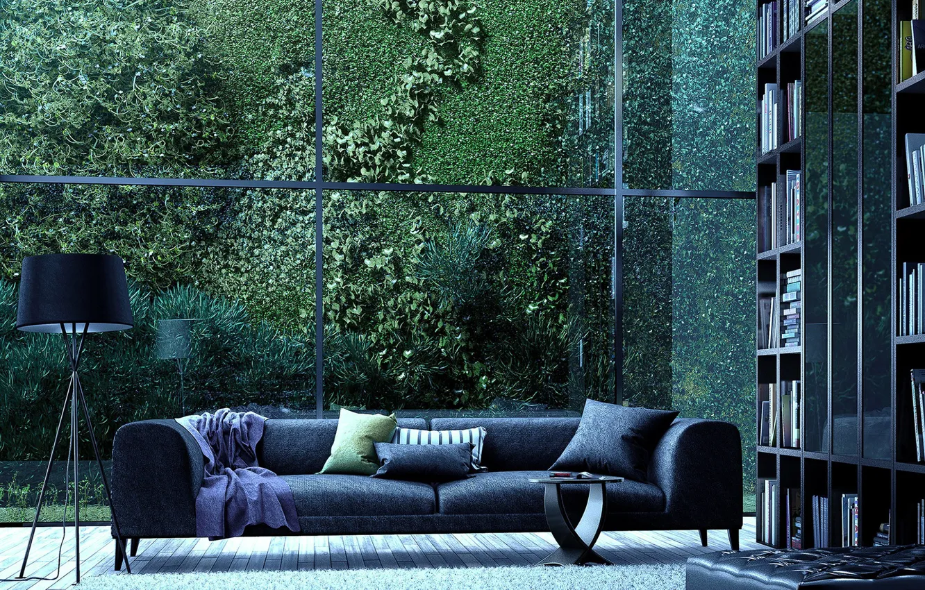 Фото обои дизайн, мебель, помещение, Green Library