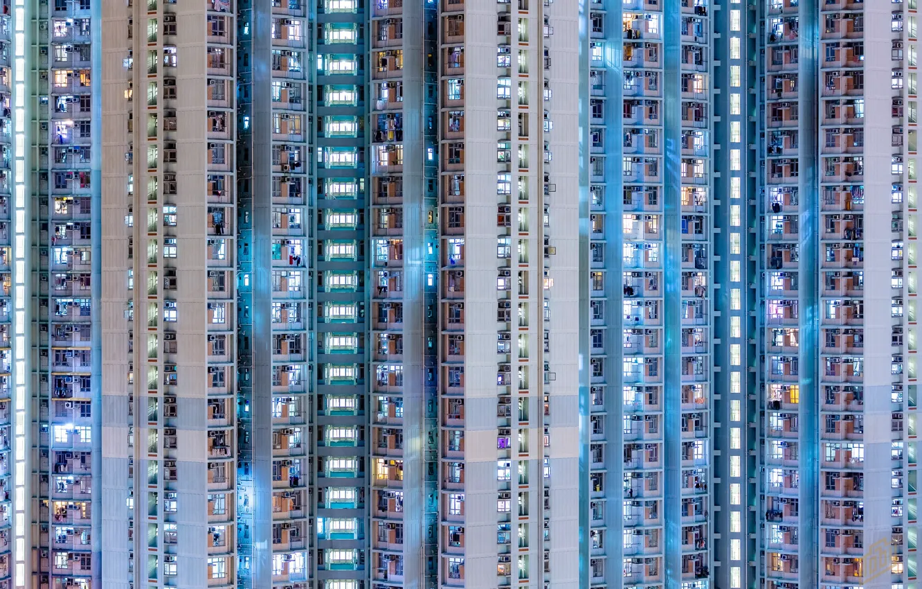 Фото обои дом, Block Tower, Kowloon Night Owls