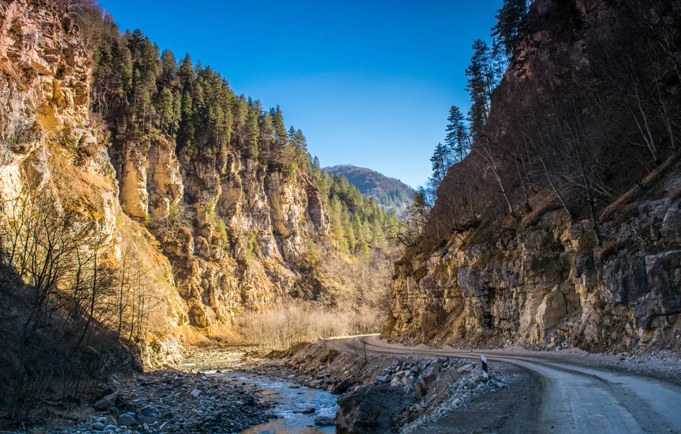 Фото обои Зима, Горы, Россия, Чечня, Грозный, Шарой