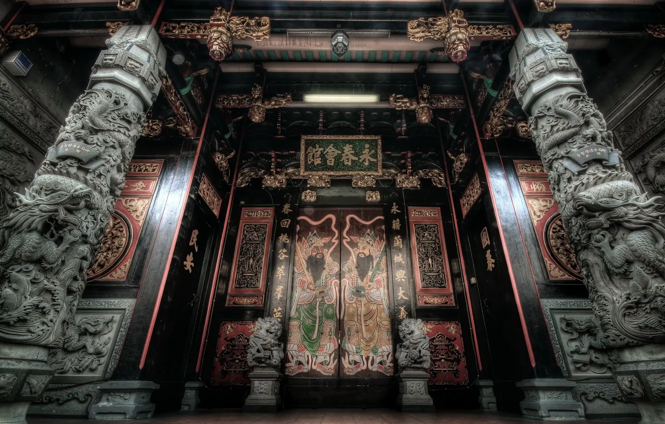 Фото обои Temple, door, Oriental, columns