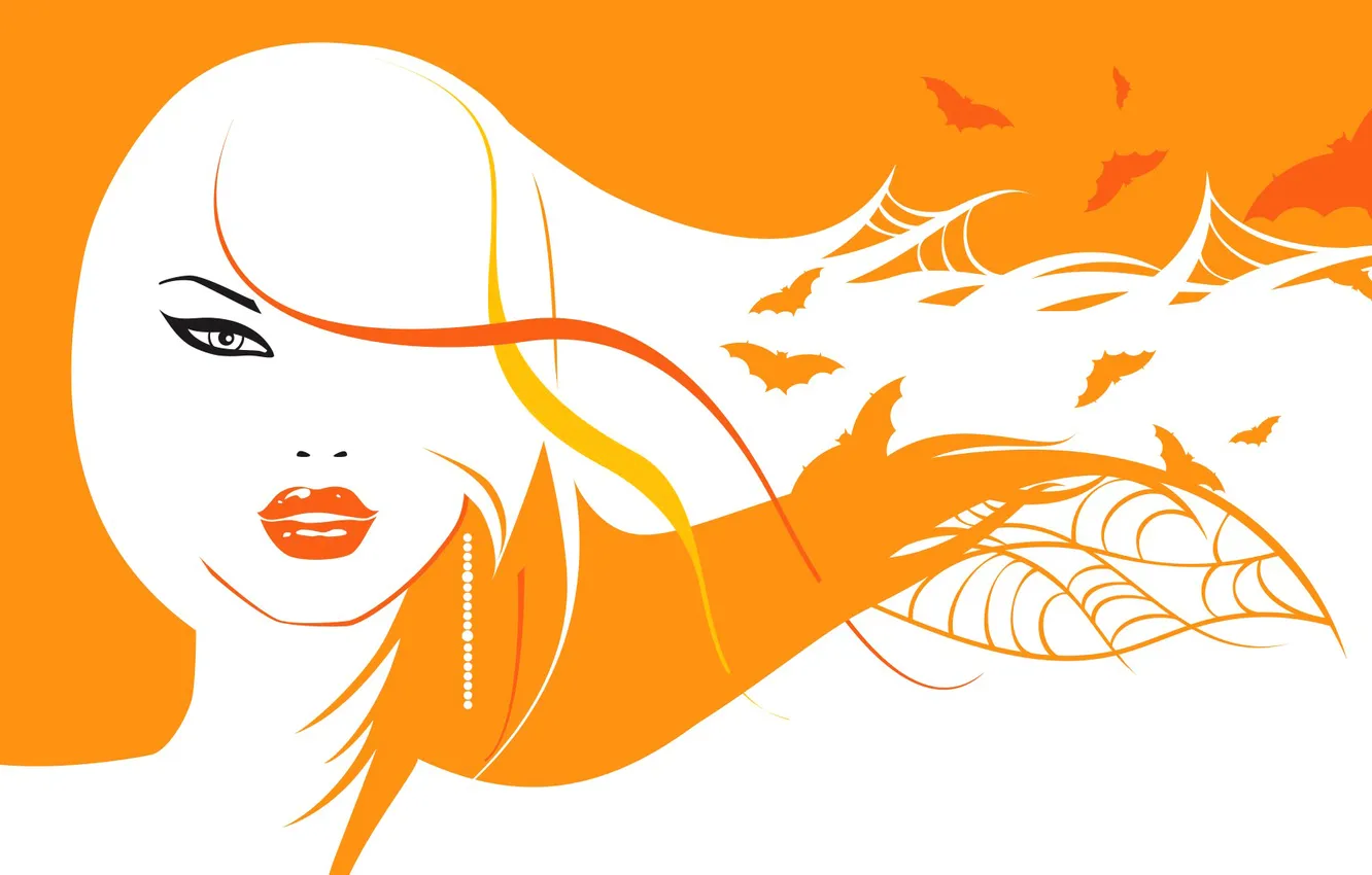 Фото обои девушка, рендеринг, вектор, блондинка, летучая мышь