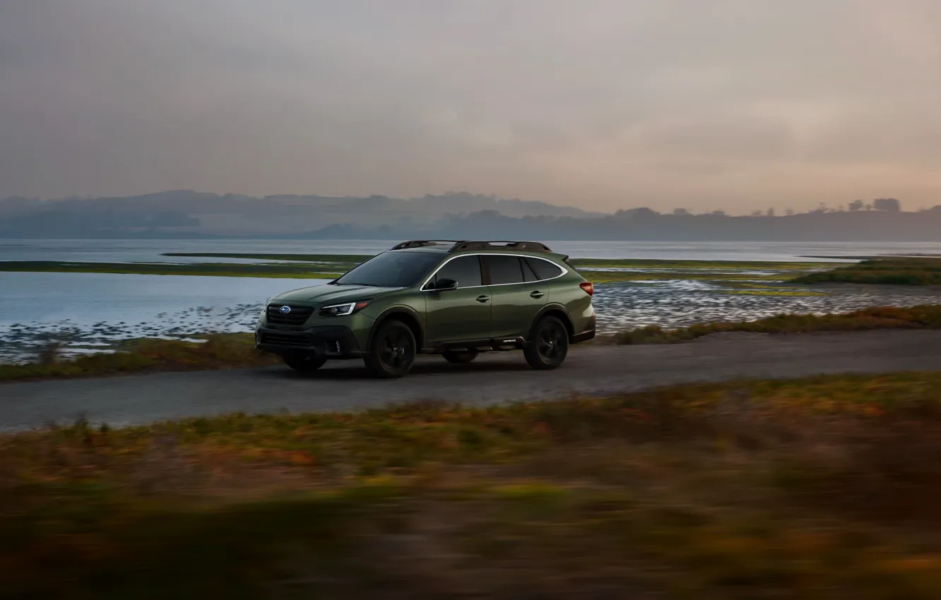 Фото обои побережье, Subaru, универсал, Outback, AWD, 2020