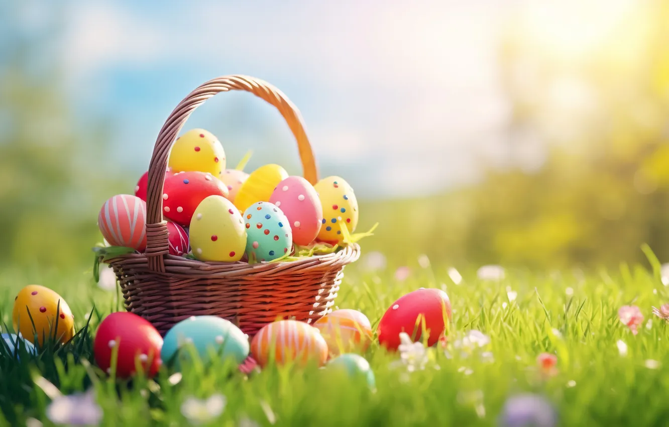 Фото обои цветы, яйца, весна, colorful, Пасха, happy, flowers, spring