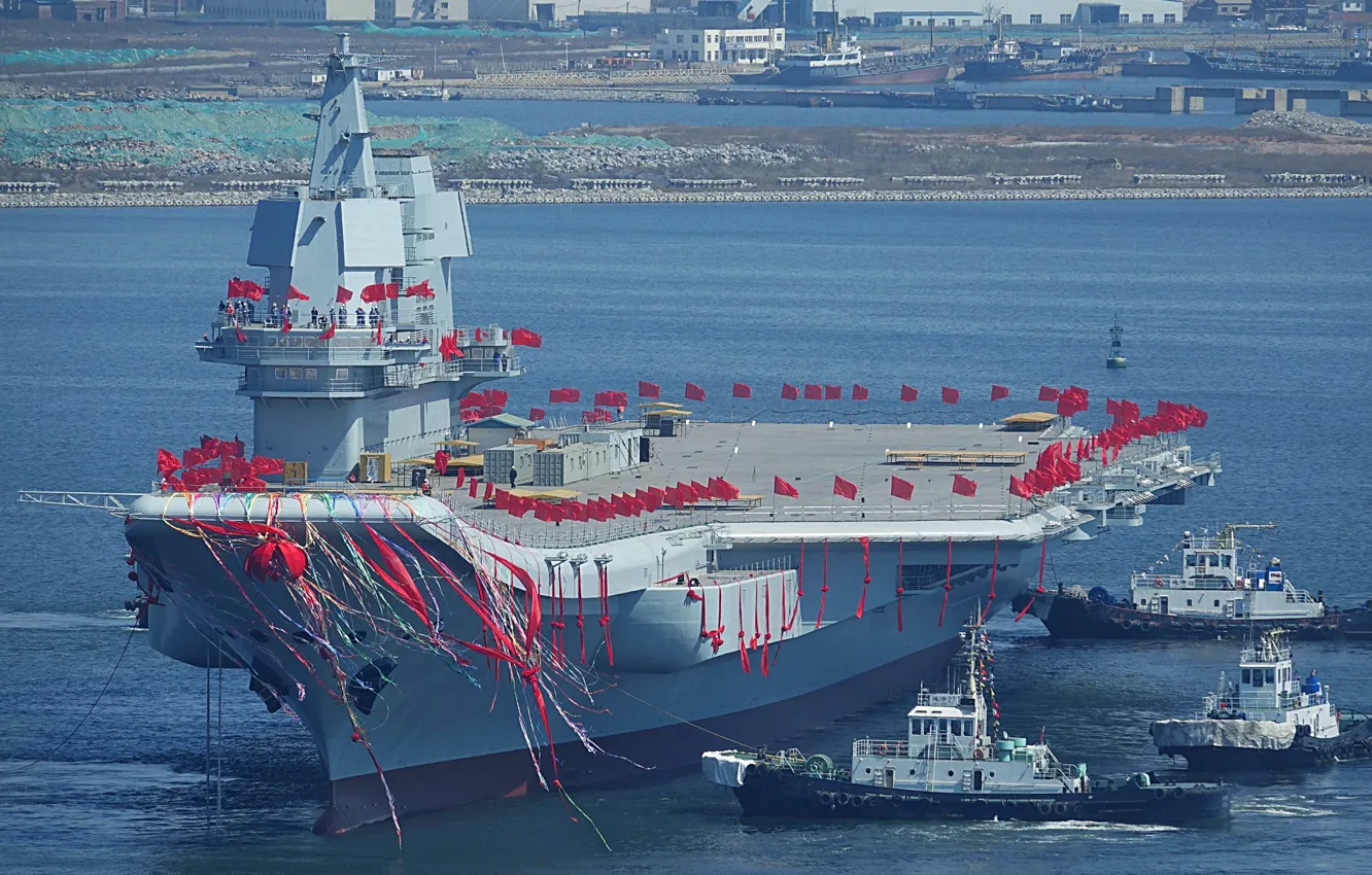 Фото обои авианосец, вмс китая, вывод из дока