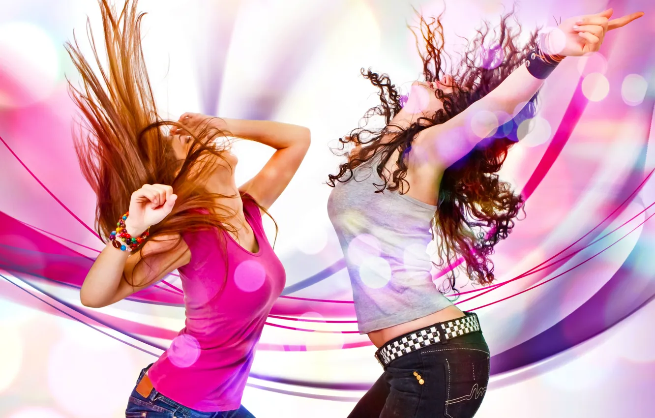 Фото обои цвета, девушки, яркие, танец, Dancing girls