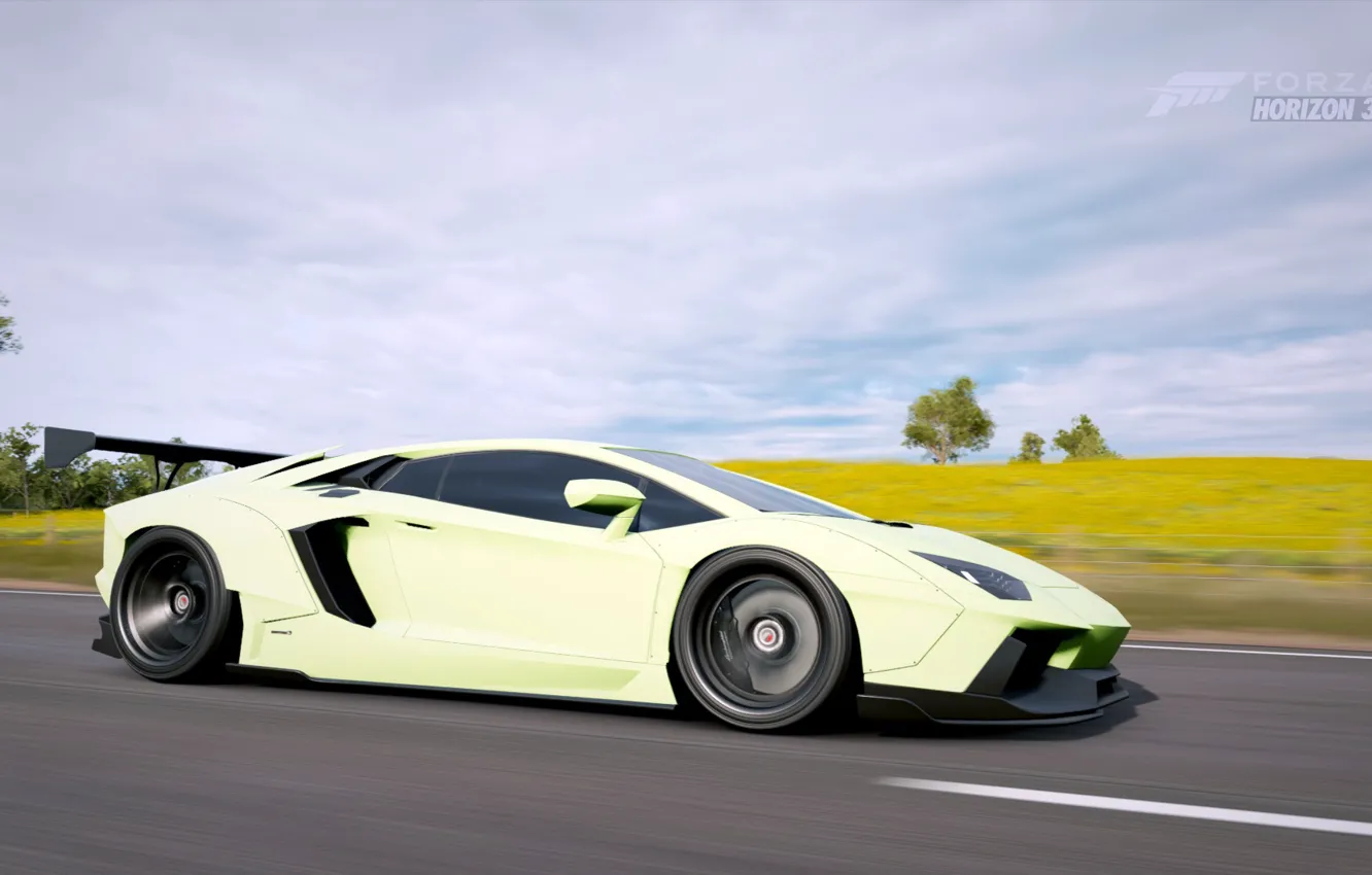 Фото обои суперкар, Lamborghini Aventador, Forza Horizon 3, Lyberty walk tuning