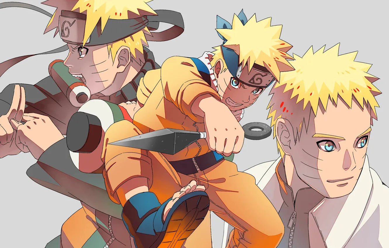Фото обои аниме, арт, парень, Наруто, Naruto, кунай, Uzumaki Naruto