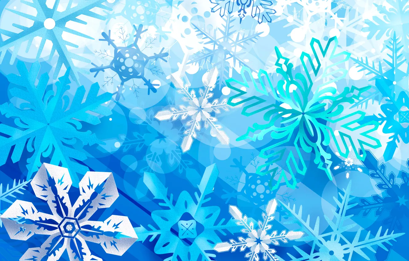 Фото обои зима, праздник, узор, краски, снежинка