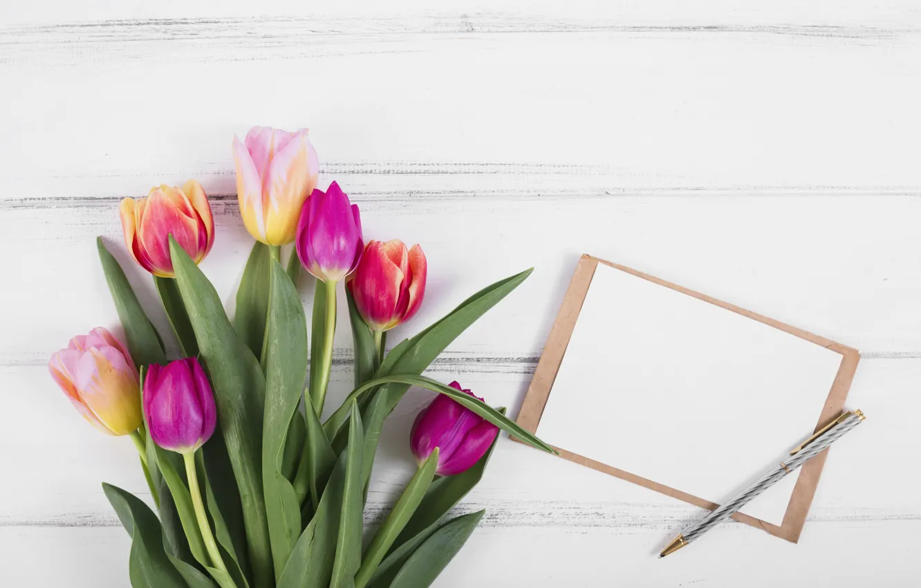 Фото обои цветы, colorful, тюльпаны, wood, flowers, tulips, spring