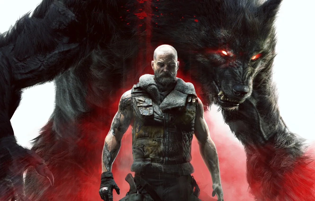 Фото обои волк, мужик, оборотень, Werewolf: The Apocalypse – Earthblood
