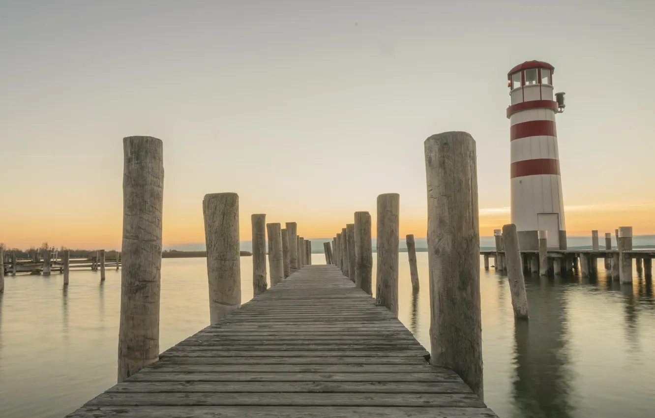 Фото обои Austria, lighthouse, lake Neusiedl