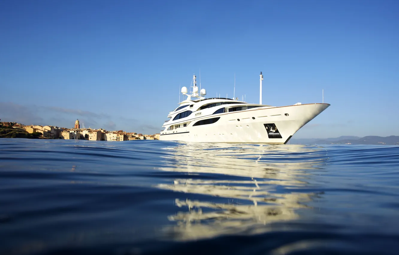 Фото обои море, город, Франция, яхта, Лазурный берег, French riviera