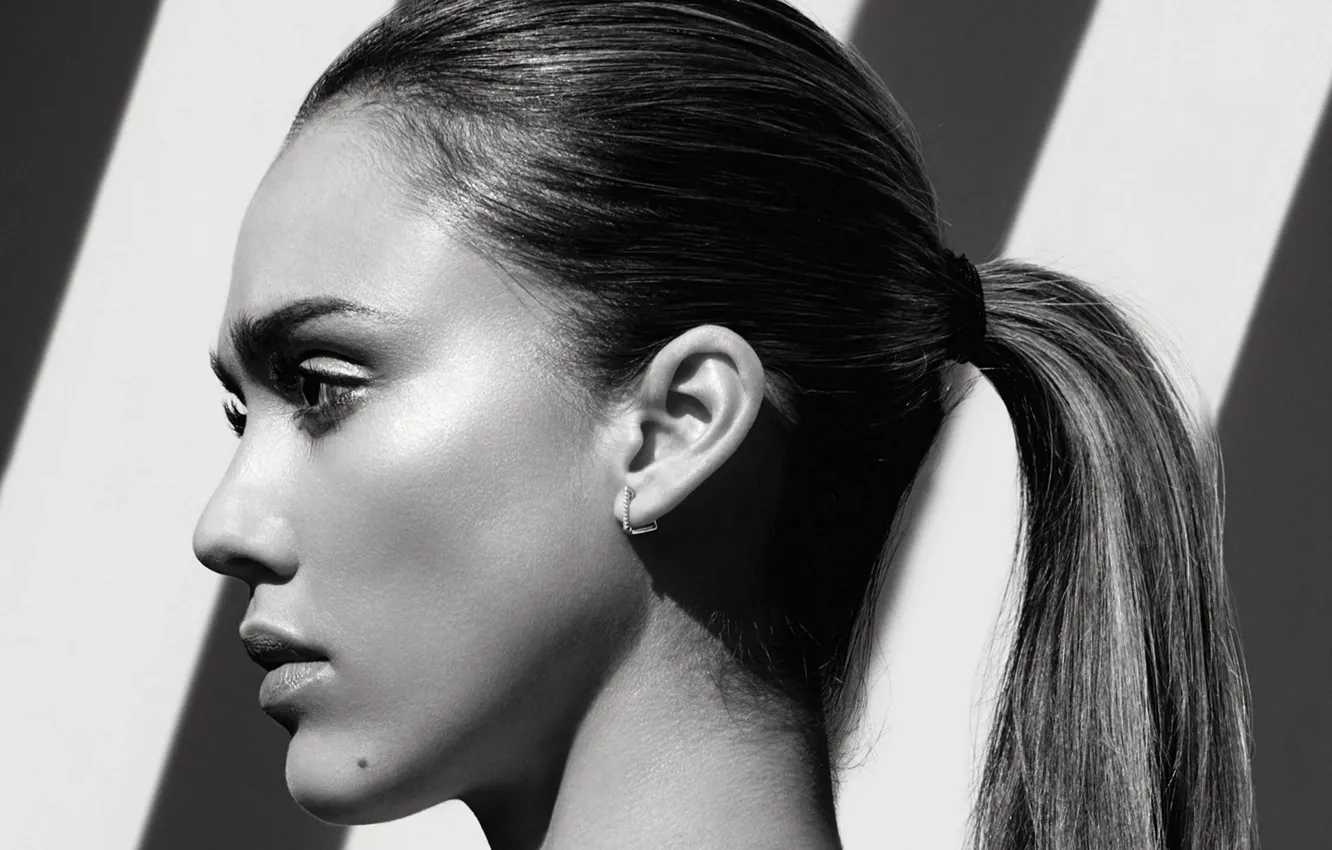 Фото обои лицо, модель, волосы, Jessica Alba, серьги, актриса, родинка