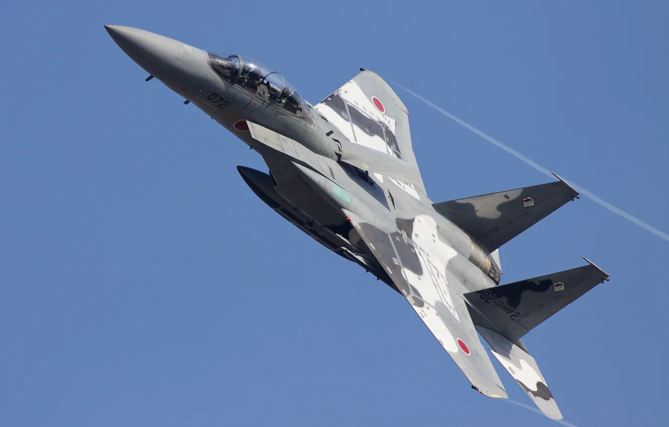 Фото обои полет, истребитель, Mitsubishi, ВВС Японии, F-15DJ