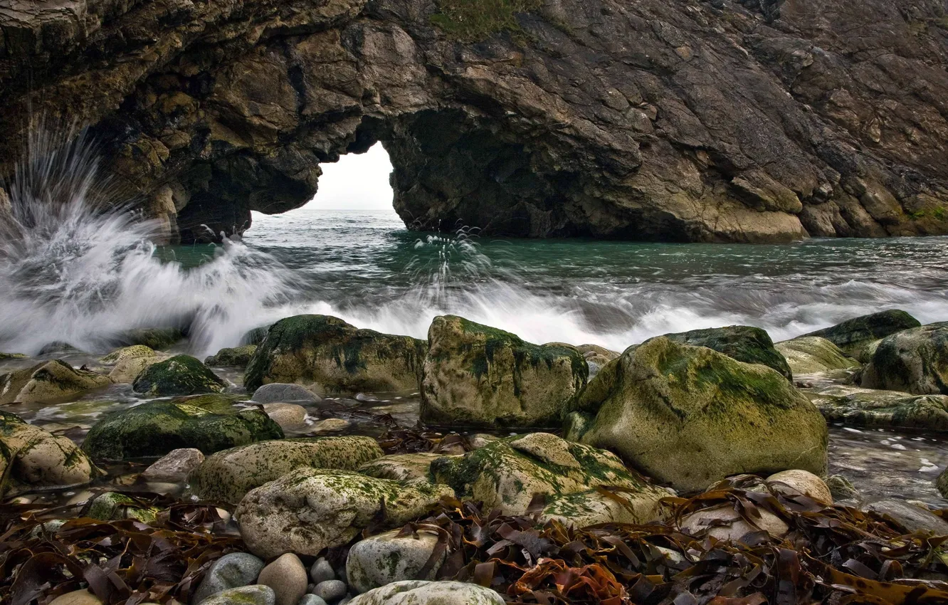 Фото обои скала, камни, океан