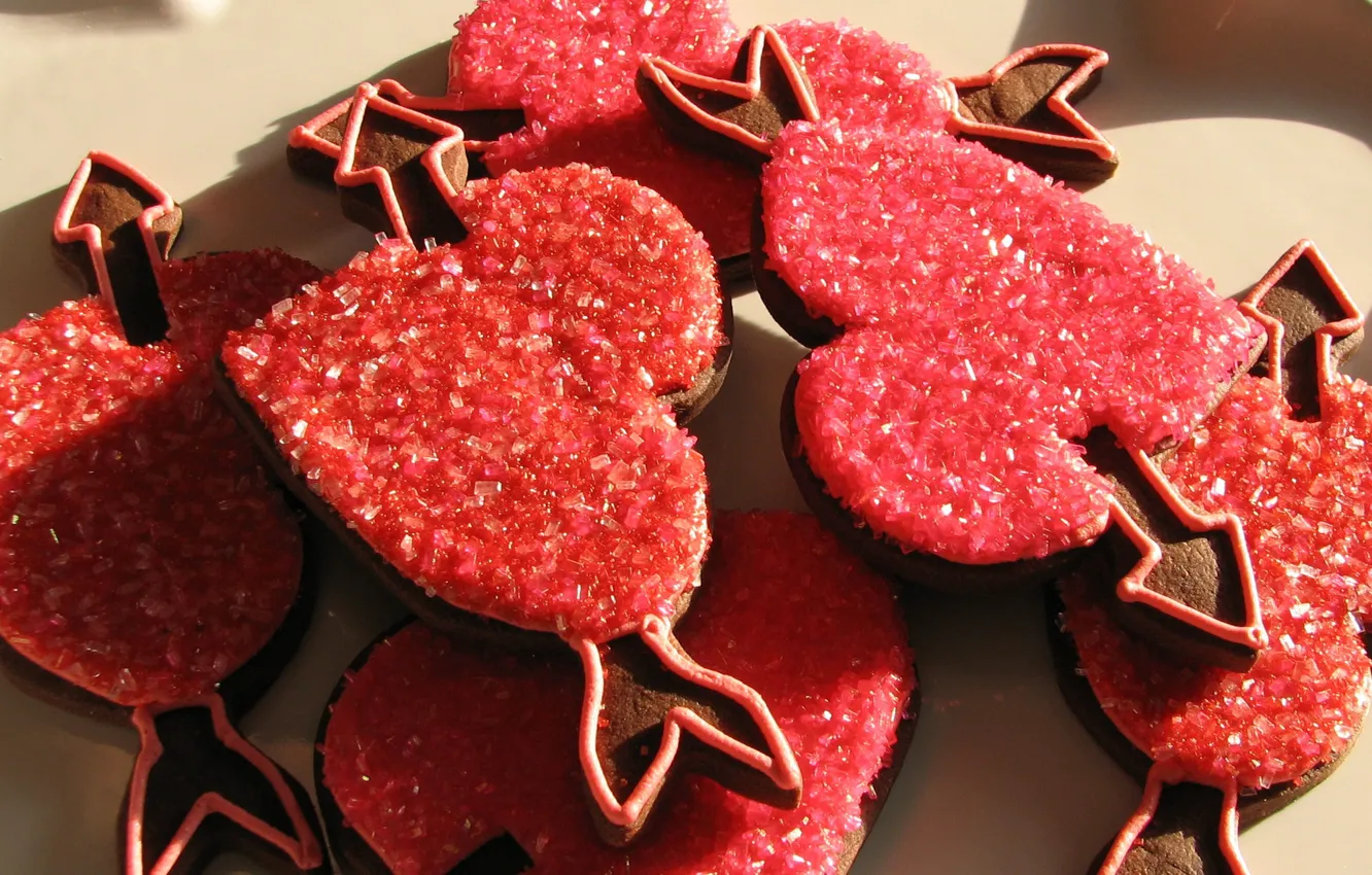 Фото обои печенье, сердечки, красные