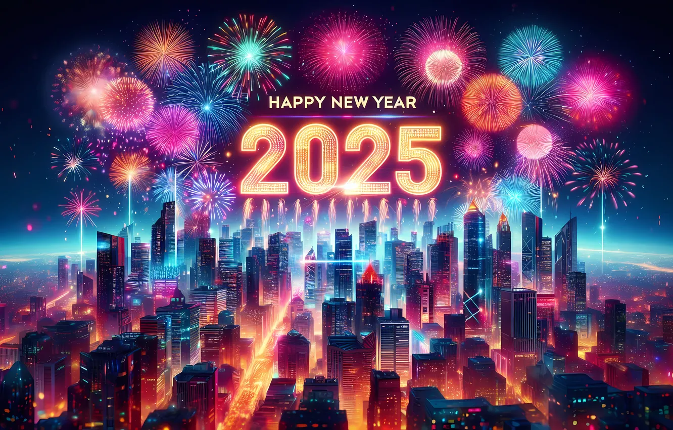 Фото обои цифры, Новый год, дата, 2025, ИИ-арт, нейросеть, Новый 2025 год