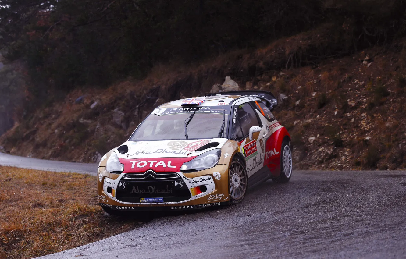 Фото обои Спорт, Машина, Поворот, Ситроен, Citroen, DS3, WRC, Rally