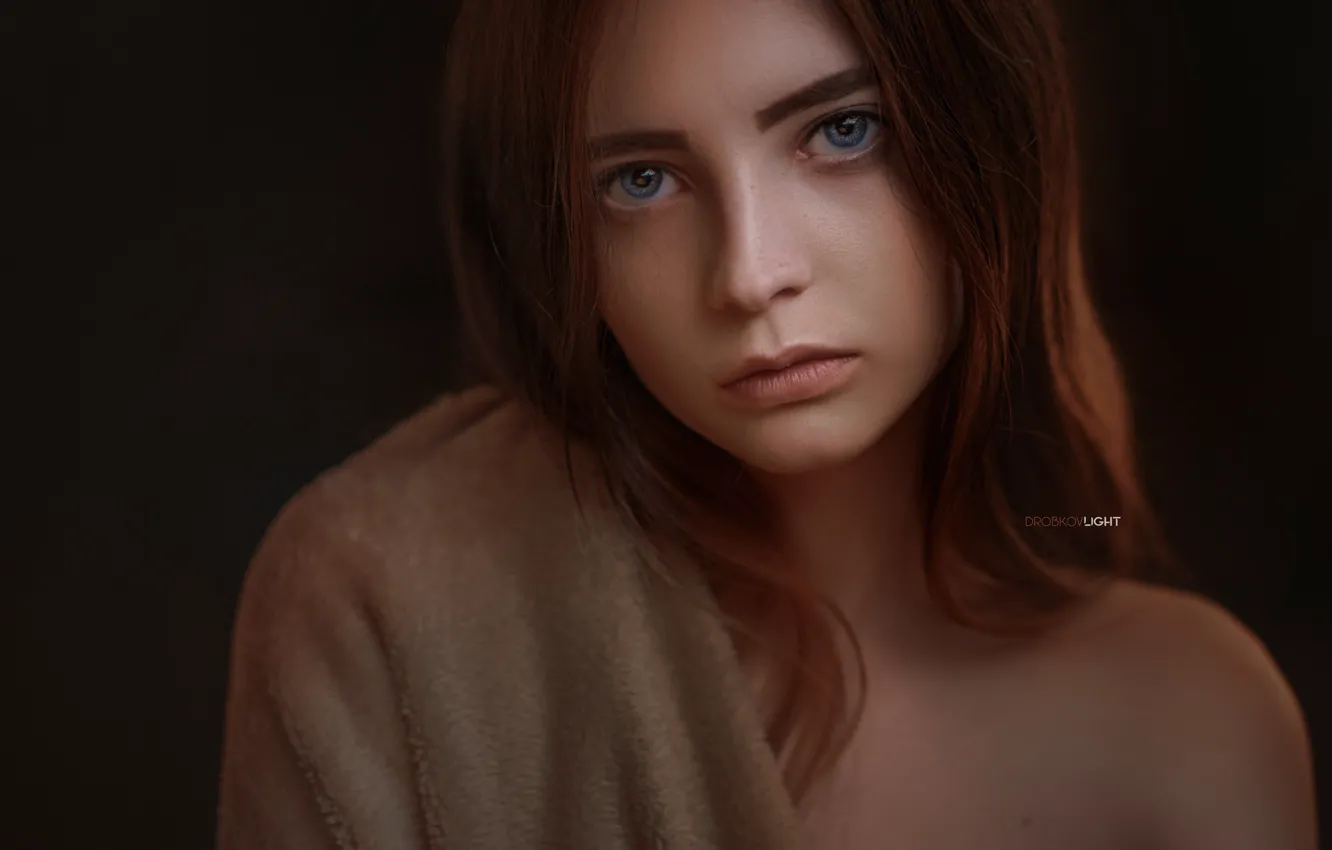 Фото обои взгляд, поза, портрет, Девушка, плечи, Alexander Drobkov-Light, Ева Лапенко