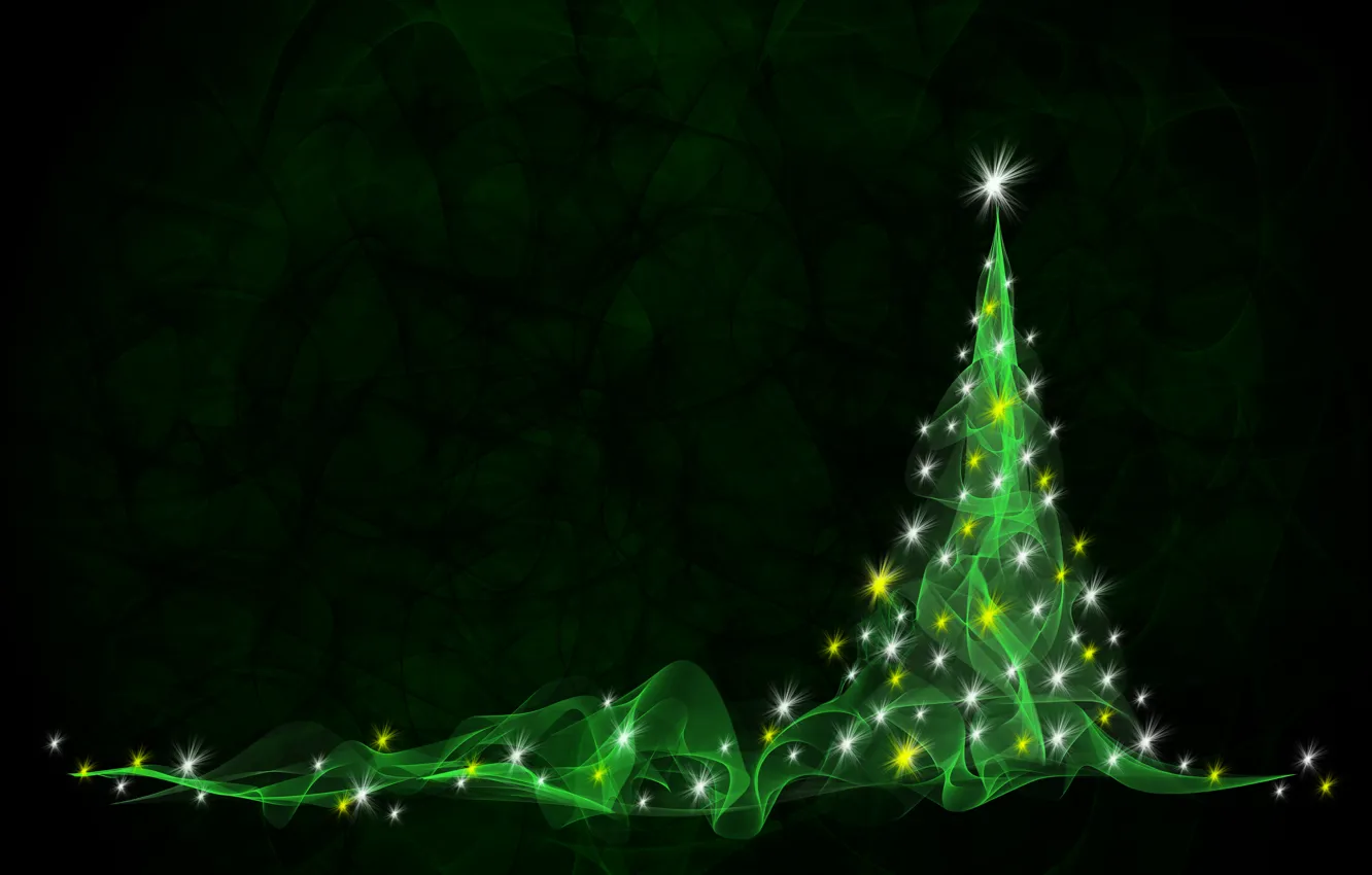 Фото обои абстракция, елка, новый год, зеленая