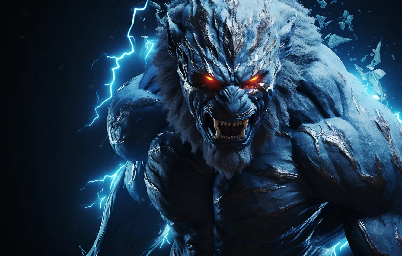 Фото обои creature, blue skin, AI art
