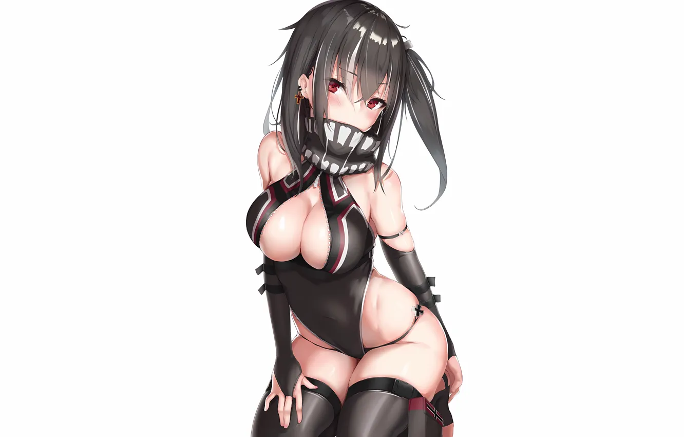 Фото обои girl, sexy, cleavage, thighhighs, long hair, legs, boobs, anime