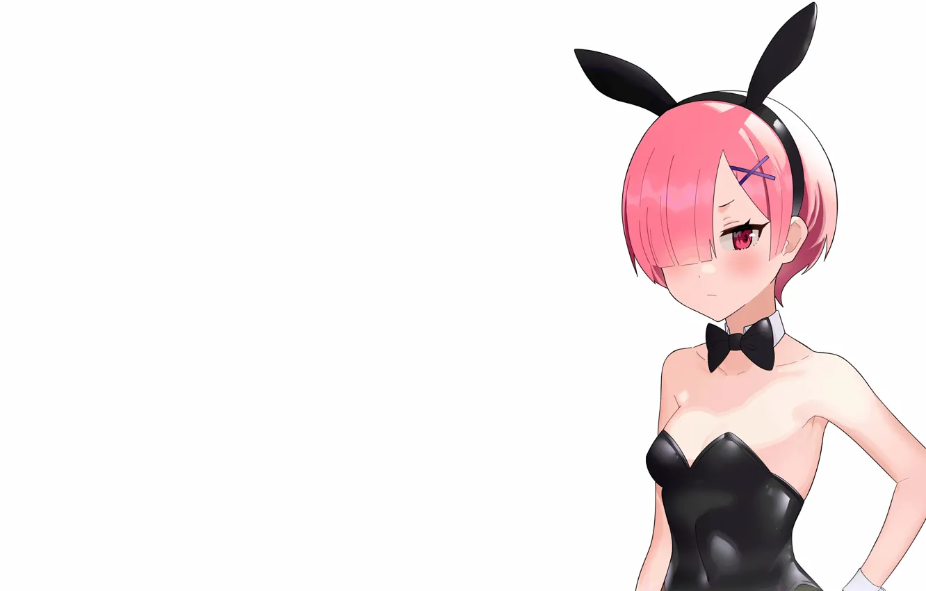 Фото обои girl, sexy, cleavage, pink hair, boobs, anime, beautiful, short hair