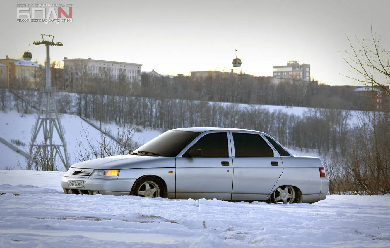 Фото обои зима, машина, авто, седан, auto, LADA, ВАЗ, 2110