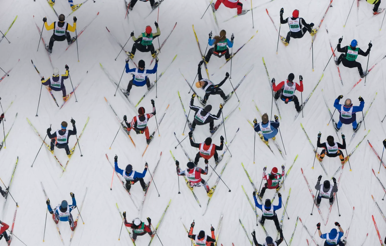 Фото обои Швейцария, гонки, лыжный спорт, марафон, Энгадин