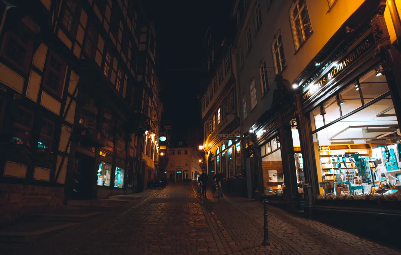Фото обои ночь, город, улица, германия, марбург