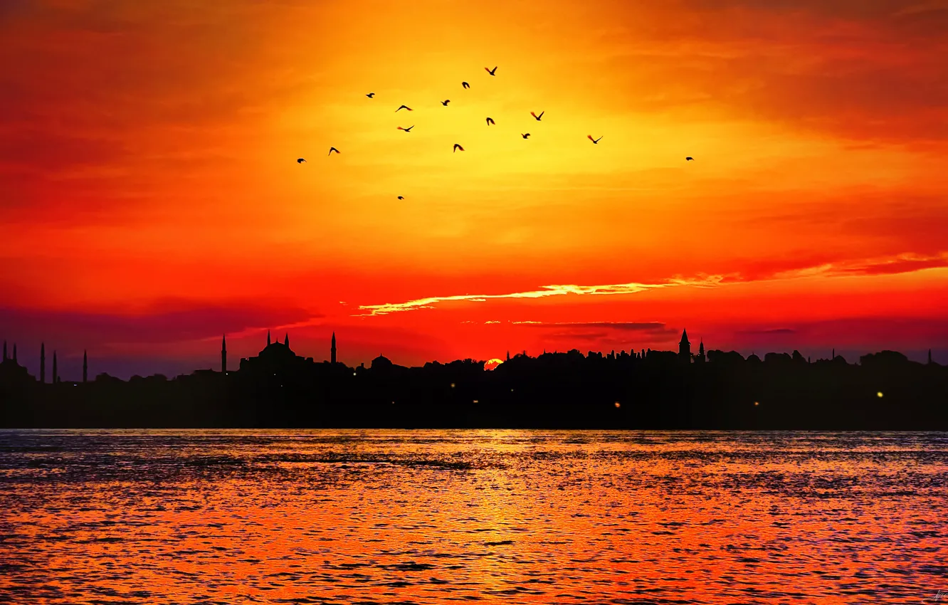 Фото обои sunset, istanbul, türkiye