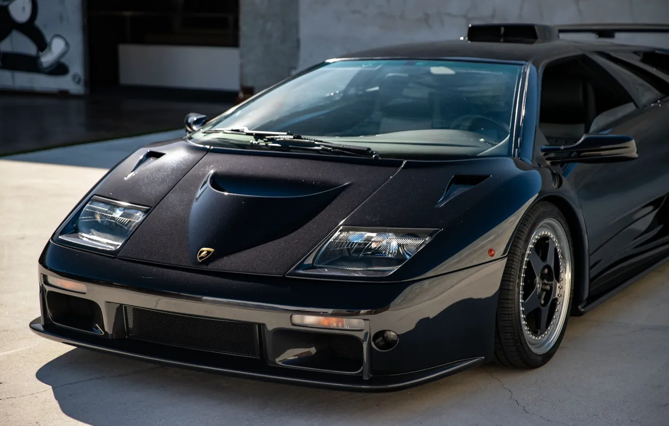 Фото обои Lamborghini, black, Diablo, front view, Lamborghini Diablo GT