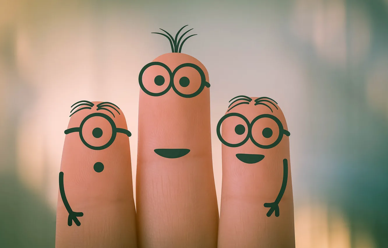 Фото обои fun, fingers, humour, minions