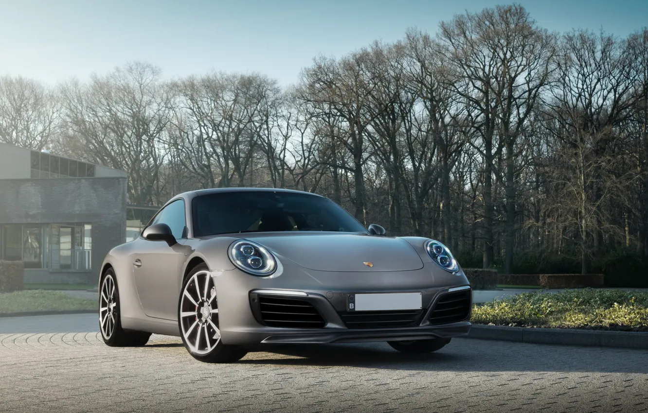 Фото обои Porsche, house, Gray, 991