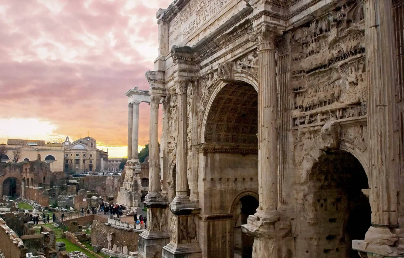 Фото обои Рим, Италия, Палатин, Триумфальная арка Септимия Севера