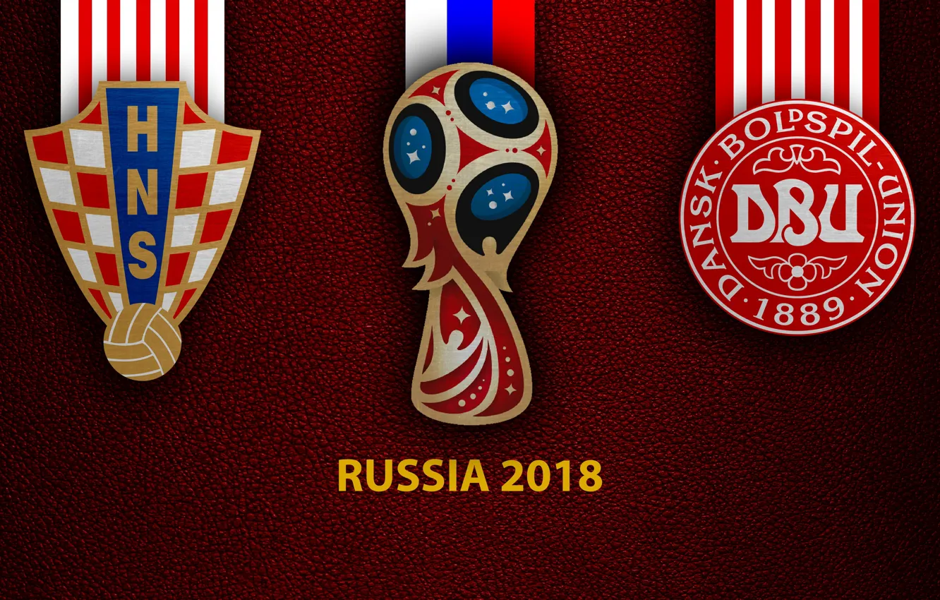 Фото обои wallpaper, sport, logo, football, FIFA World Cup, Russia 2018, Croatia vs Denmark