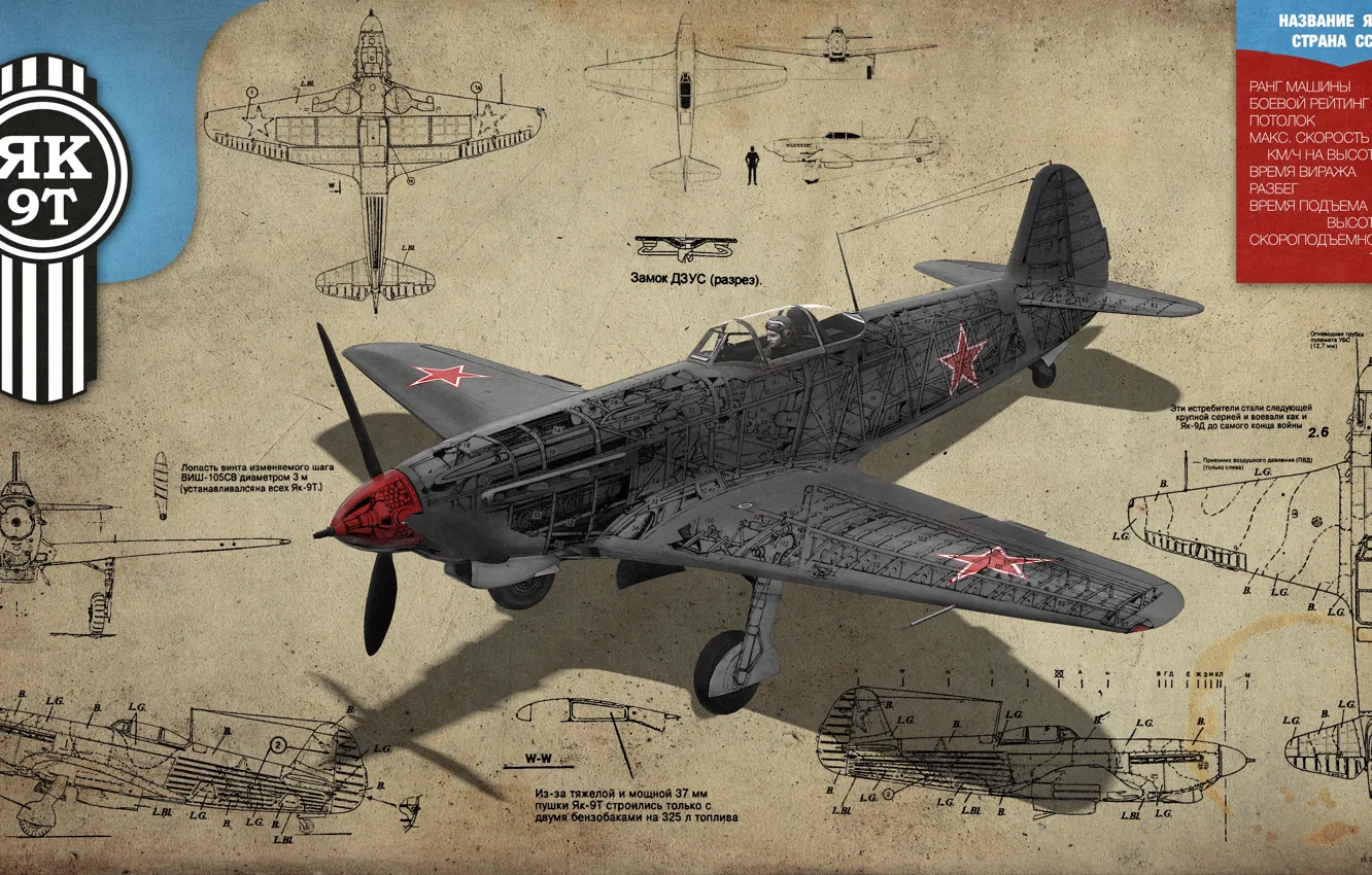 Фото обои небо, война, истребитель, Арт, советский, поршневой, одномоторный, War Thunder