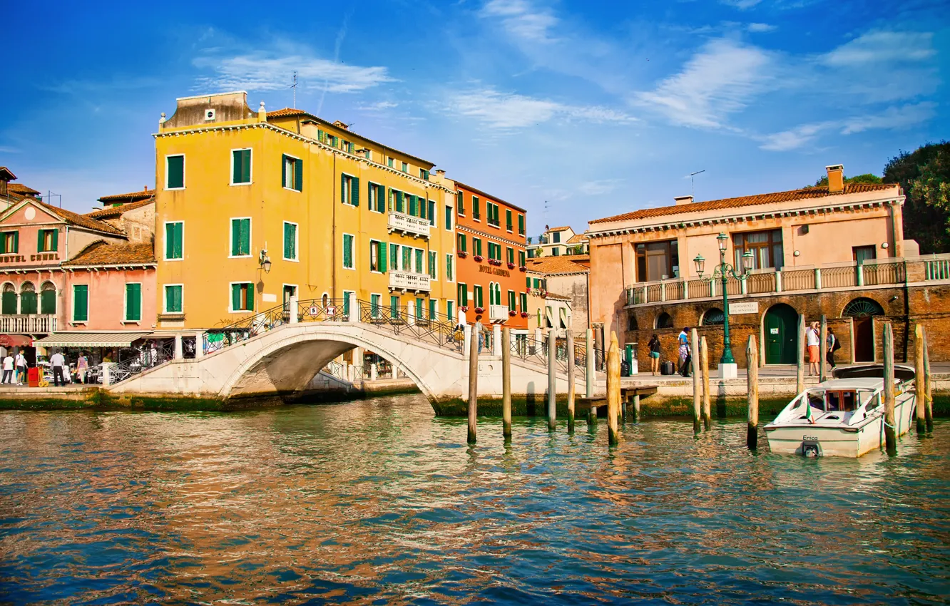 Фото обои здания, дома, Италия, Венеция, канал, мостик, Italy, bridge