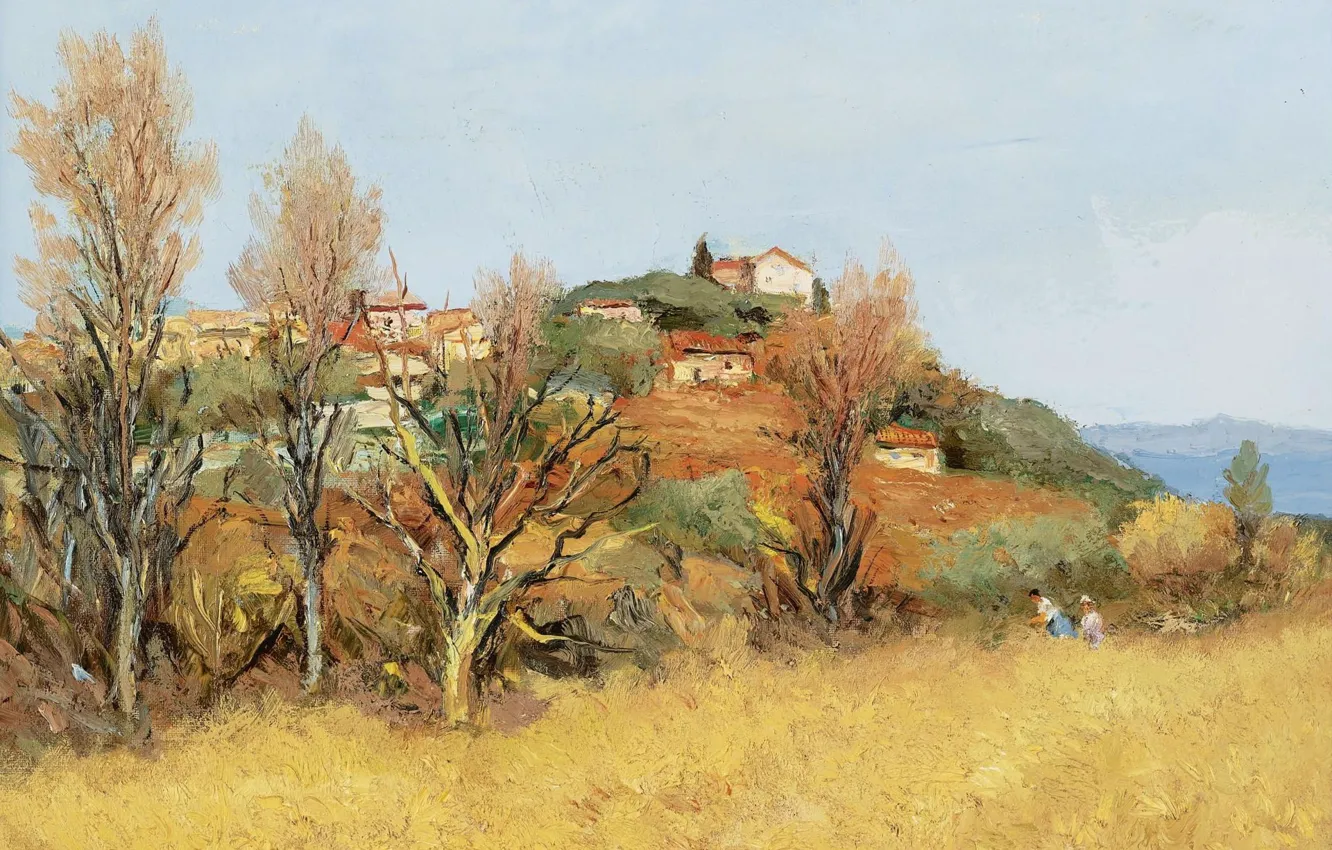 Фото обои пейзаж, картина, Марсель Диф, Marcel Dyf, The Hill of Gaude