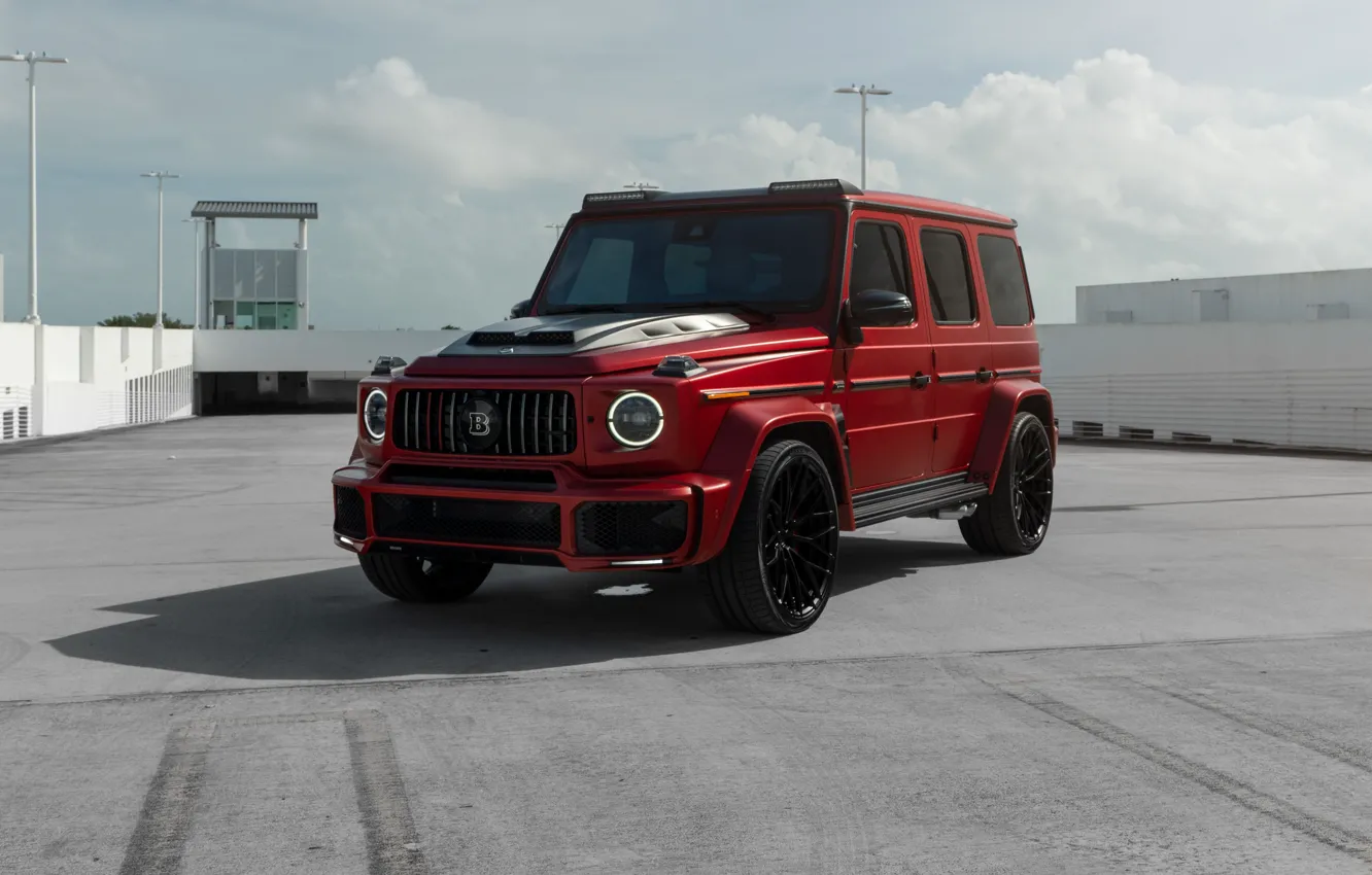 Фото обои Mercedes-Benz, Mercedes, Red, Brabus, AMG, Parking, G Class