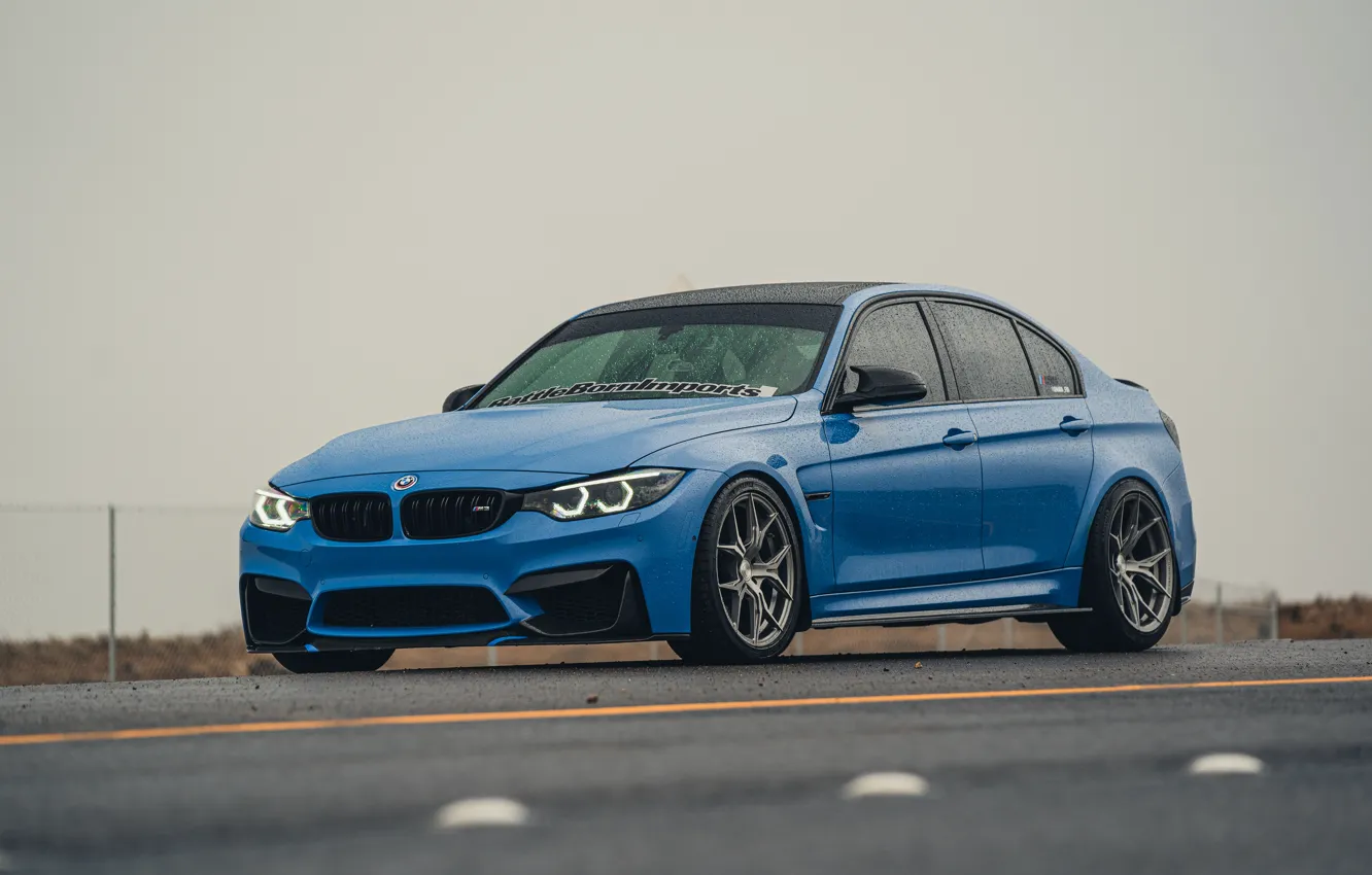 Фото обои BMW, Blue, Front, BMW M3, Road