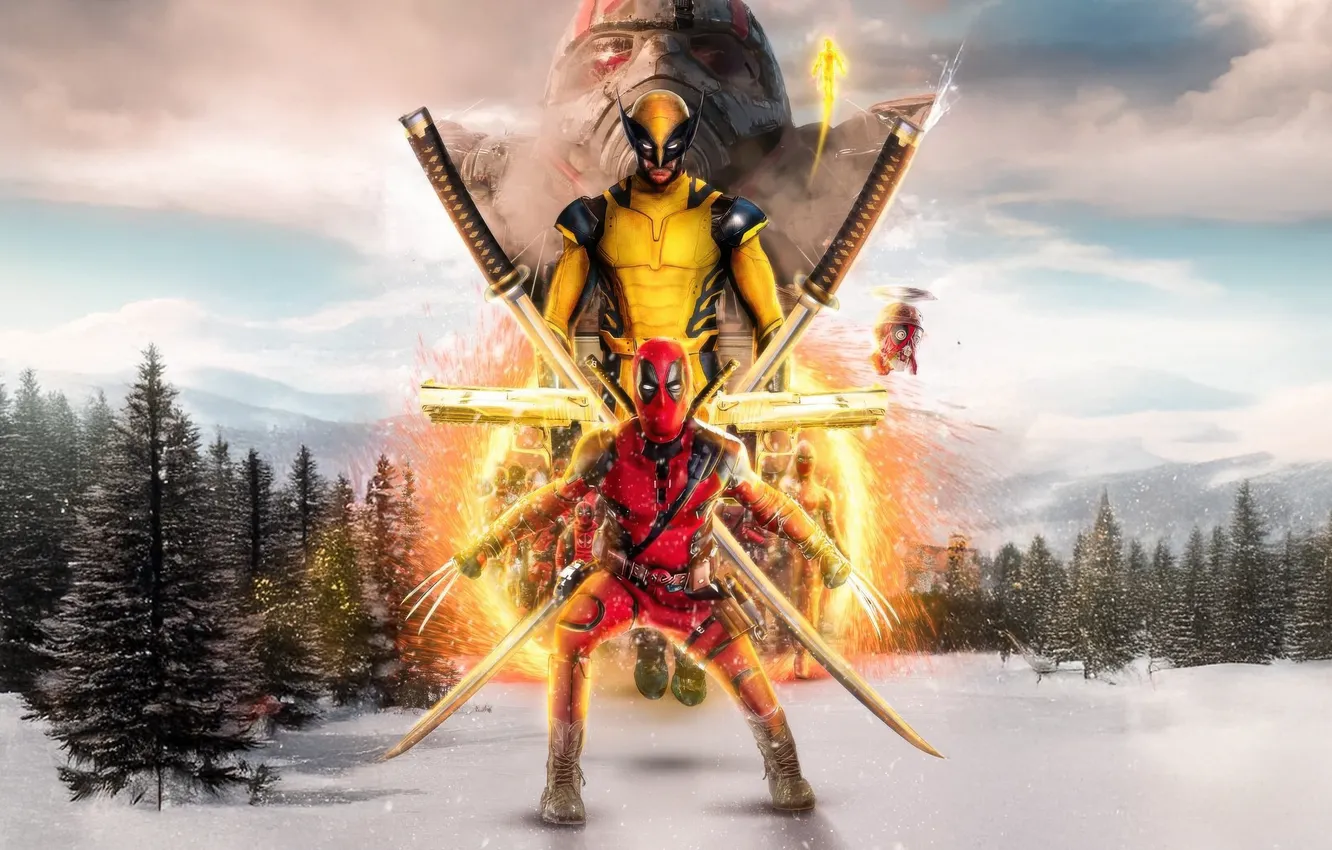 Фото обои wolverine, deadpool, reluctant