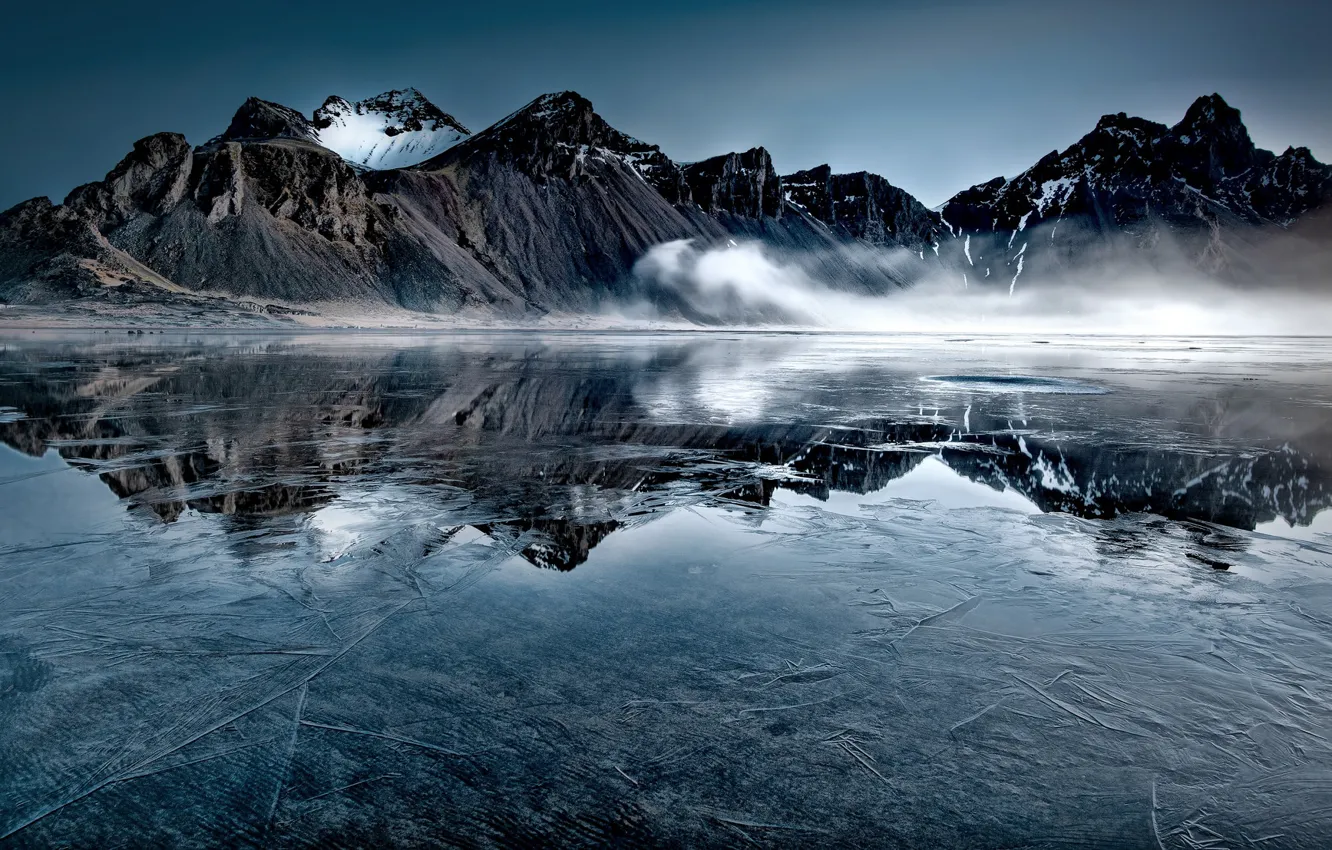Фото обои ICE, ICELAND, VBESTRAHORN