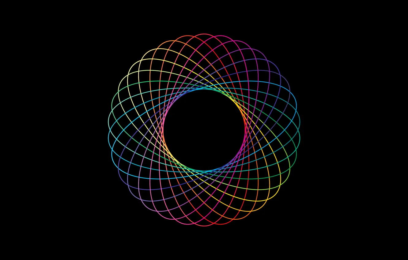 Фото обои линии, абстракция, цвет, круг, радуга, кольцо, объем
